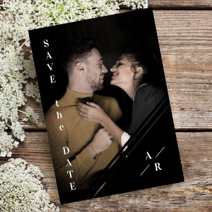 B&W Sophisticated Photo Couple Minimalist Wedding Save The Date