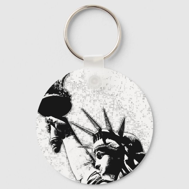 B&W Statue of Liberty Keychain (Front)