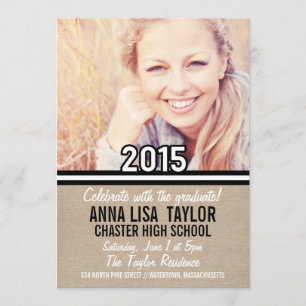 B&W Stripes Class of 2015 Graduation 2015 Invite