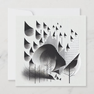 B&W Surreal Optical Illusion Abstract Forest Card