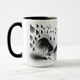 B&W Surreal Optical Illusion Abstract Forest Card Mug