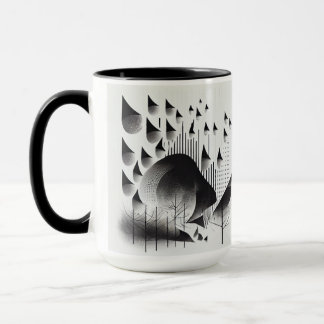 B&W Surreal Optical Illusion Abstract Forest Card Mug
