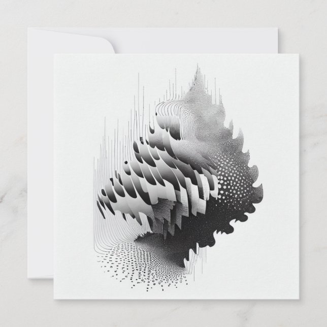 B&W Surreal Optical Illusion Abstract Tree Card (Front)