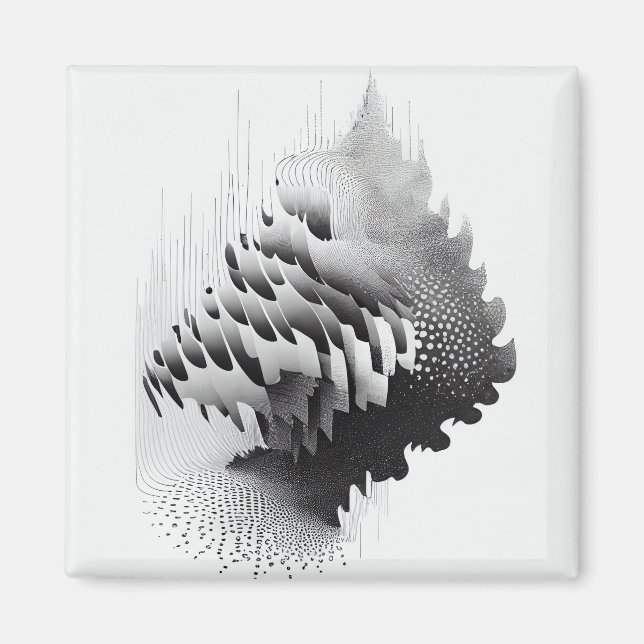 B&W Surreal Optical Illusion Abstract Tree Magnet (Front)