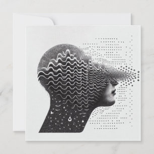 B&W Surreal Optique Illusion Carte Visage Femme