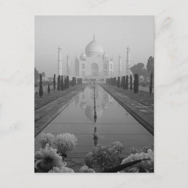 B&W Taj Mahal Postcard (Front)