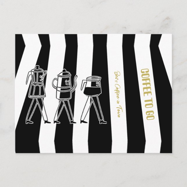 B & W Three Coffee Makers Striped Coffee Postcard (Front)