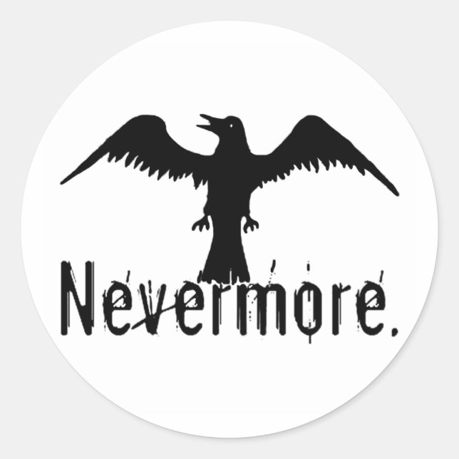 B&W Tribal Raven Nevermore Classic Round Sticker (Front)
