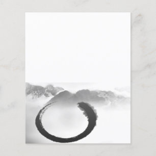 B&W Watercolor Tranquil Mountains Zen Enso