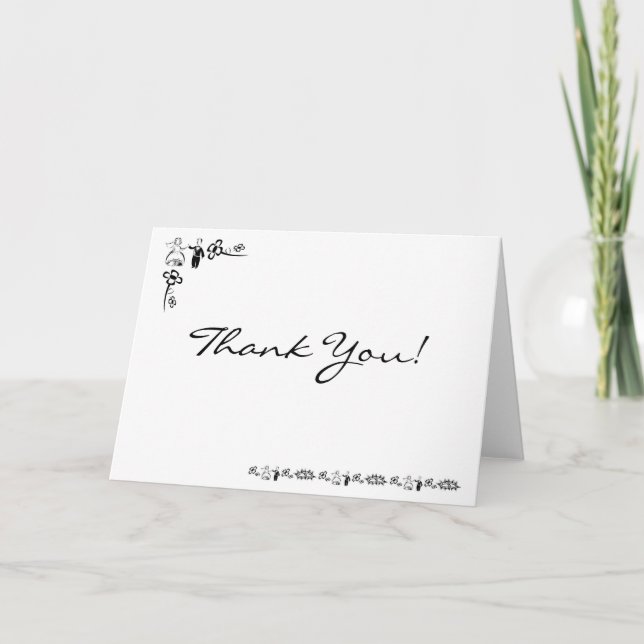 B&W Wedding Thank You Card (Front)
