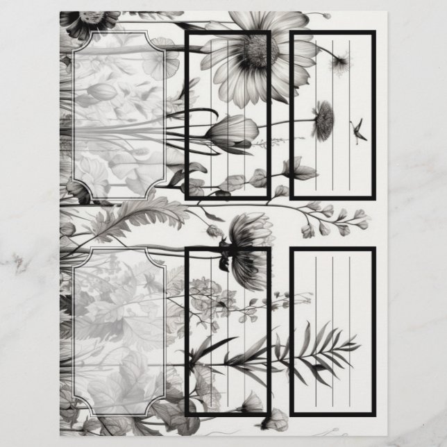 B&W Wildflowers Suzy's Garden 1 Blank Customizable (Front)