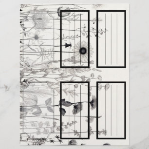 B&W Wildflowers Suzy's Garden 5 Blank Customizable