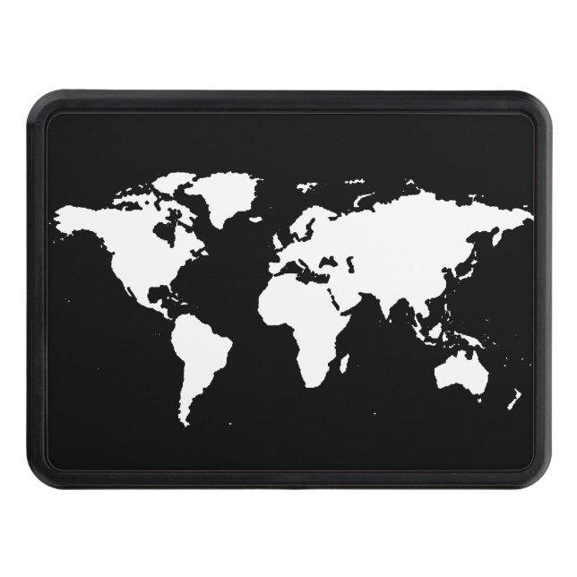 b&w world map trailer hitch cover (Front)