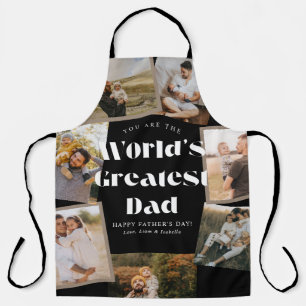 B & W World's Greatest Dad 7 Photo Collage Apron