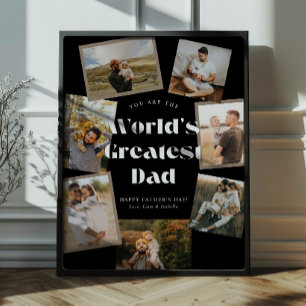 B & W World's Greatest Dad 7 Photo Collage Poster
