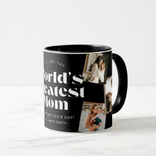 B & W World's Greatest Mom 6 Photo Collage Mug