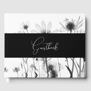 B&W X-Ray Flowers Custom Personalized Wedding Guest Book