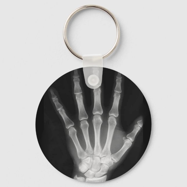 B&W X-ray Skeleton Hand Keychain (Front)