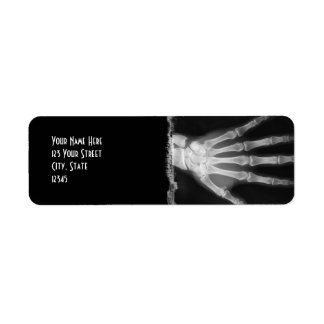B&W X-ray Skeleton Hand Return Address Labels