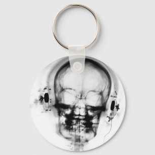 B&W X-Ray Skeleton Music Skull Headphones Keychain