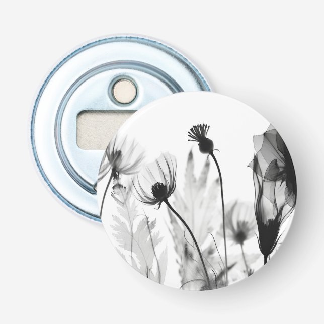 B&W X-Ray Wildflowers Bottle Opener (Front)