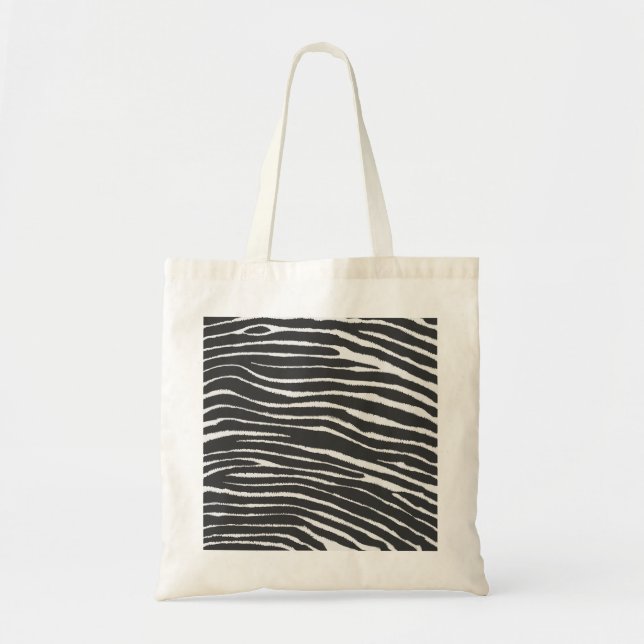 B&W Zebra Striped Print Tote Bag (Front)