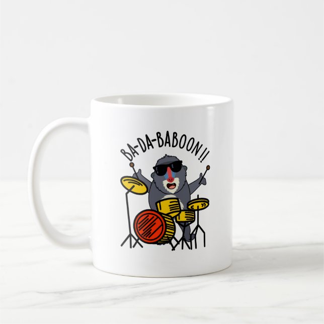 Ba-da-ba-boon Funny Baboon Pun  Coffee Mug (Left)