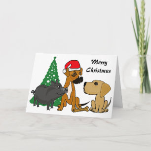 BA- Dogs and Pig Christmas Card