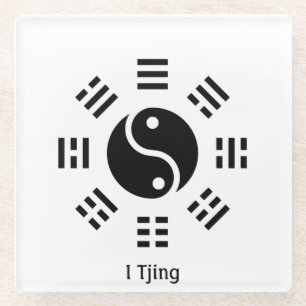 Ba Gua, eight trigrams, yin yang customizable  Glass Coaster
