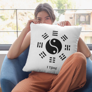 Ba Gua, eight trigrams, yin yang customizable Throw Pillow