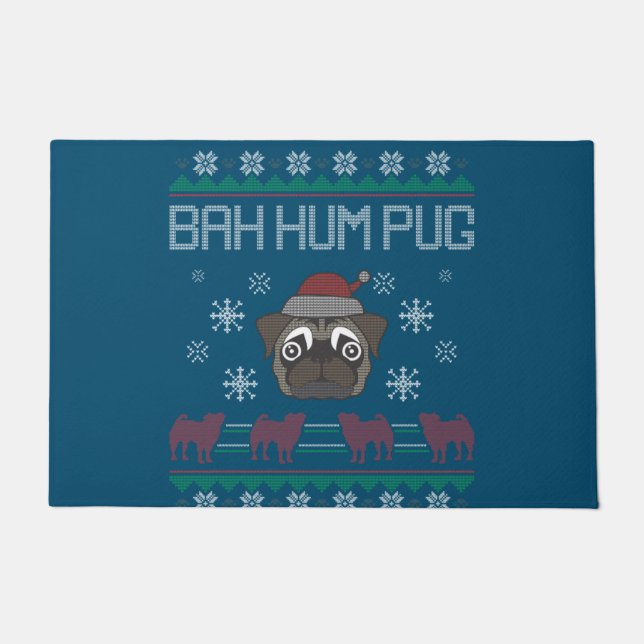 Ba Ham Pug Pugly Christmas Ugly Christmas Sweater Doormat (Front)
