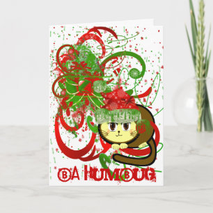 Ba Humbug Cat Paint Splat Holiday Card