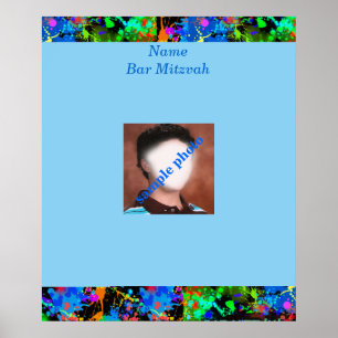 Ba Mitzvah Neon Paint SPhoto Sign in Board