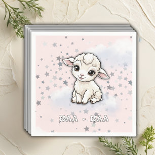 Baa-baa A Little Lamb Stars Baby Shower Napkin