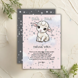 Baa-baa A Little Lamb Stars Baby Shower Thank You Card