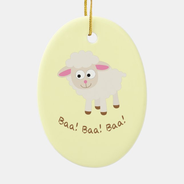 Baa! Baa! Baa! Cute Little Lamb Ceramic Ornament (Back)