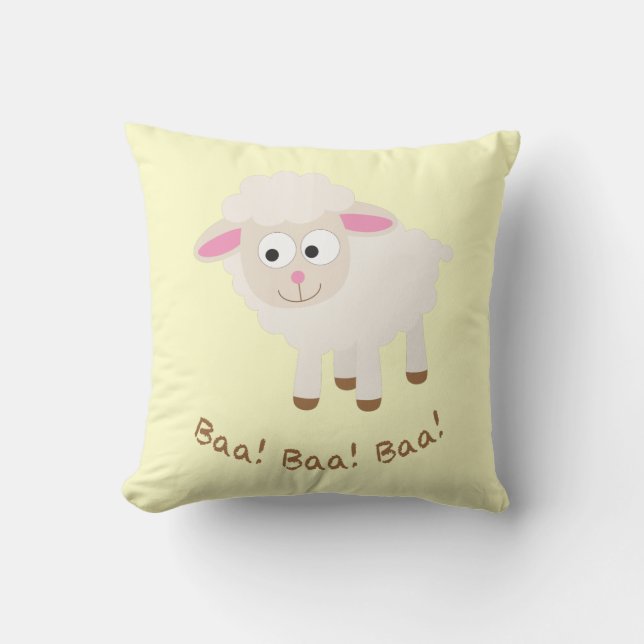 Baa! Baa! Baa! Cute Little Lamb Throw Pillow (Front)