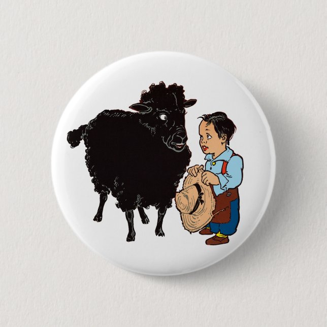 Baa Baa Black Sheep 2 Inch Round Button (Front)