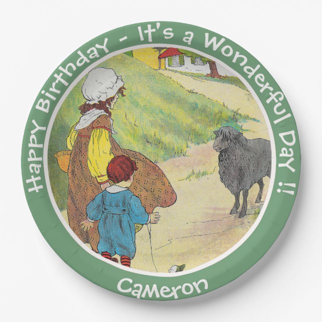 Baa, Baa, Black Sheep Birthday Party Collection Paper Plate (Front)