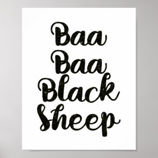 Baa Baa Black Sheep Glitter Poster