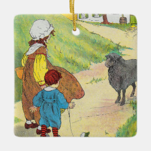 Baa, Baa, Black Sheep, Mother Goose Nursery Rhyme Ceramic Ornament