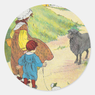 Baa, Baa, Black Sheep, Mother Goose Nursery Rhyme Classic Round Sticker