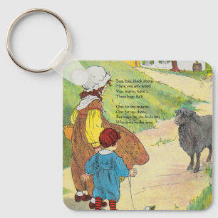 Baa, Baa, Black Sheep, Mother Goose Nursery Rhyme Keychain