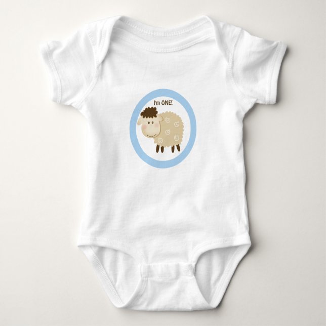 Baa Baa Sheep Blue Personalized Baby Bodysuit (Front)