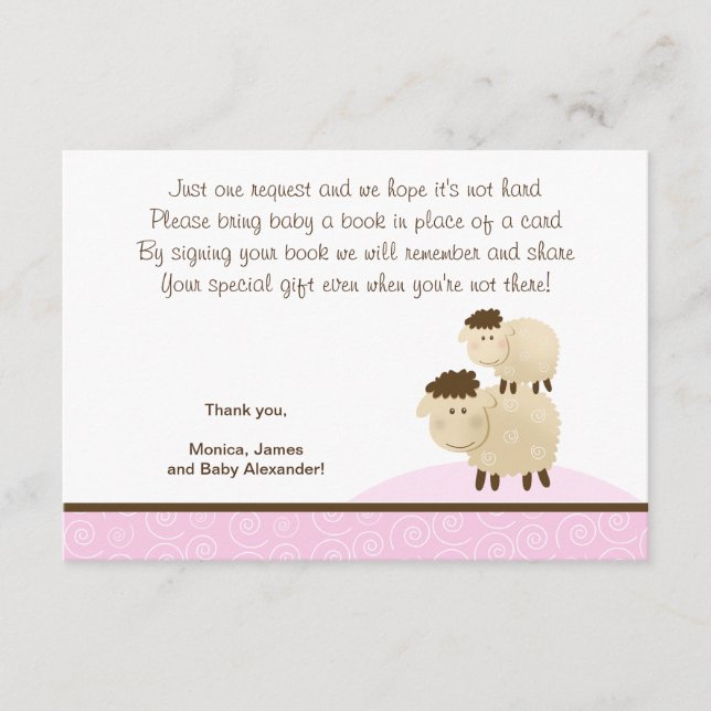 Baa Baa Sheep (Pink colour) RSVP Enclosure Cards (Front)