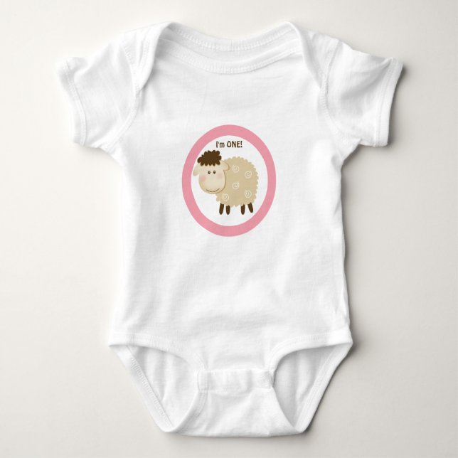 Baa Baa Sheep Pink Personalized Baby Bodysuit (Front)