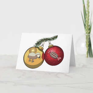 Baa Humbug Baubles Christmas Sheep & Candy Cartoon Holiday Card