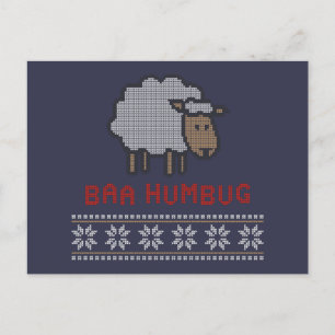 Baa Humbug Christmas Sheep Postcard