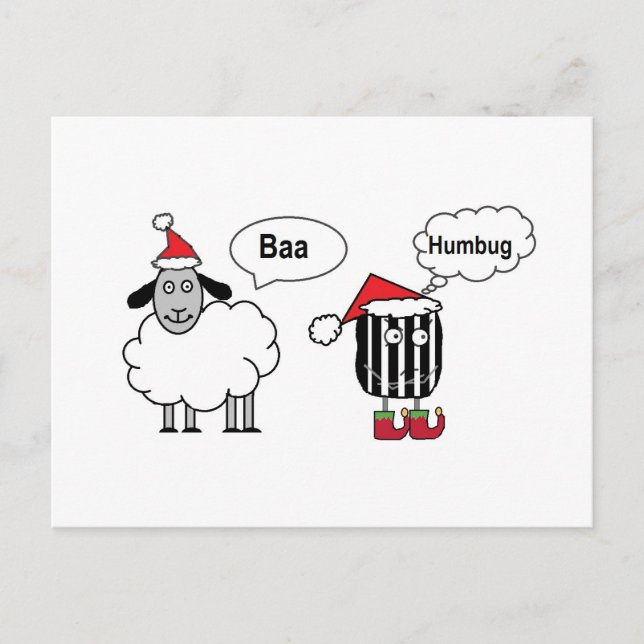 Baa Humbug Funny Festive Cartoon Postcard (Front)