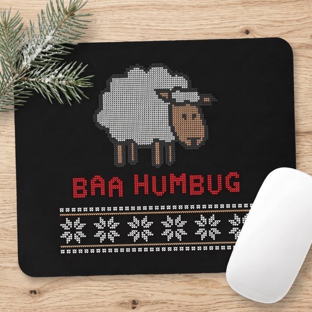 Baa Humbug Grumpy Christmas Sheep | Funny Desk Mouse Pad (Creator Uploaded)